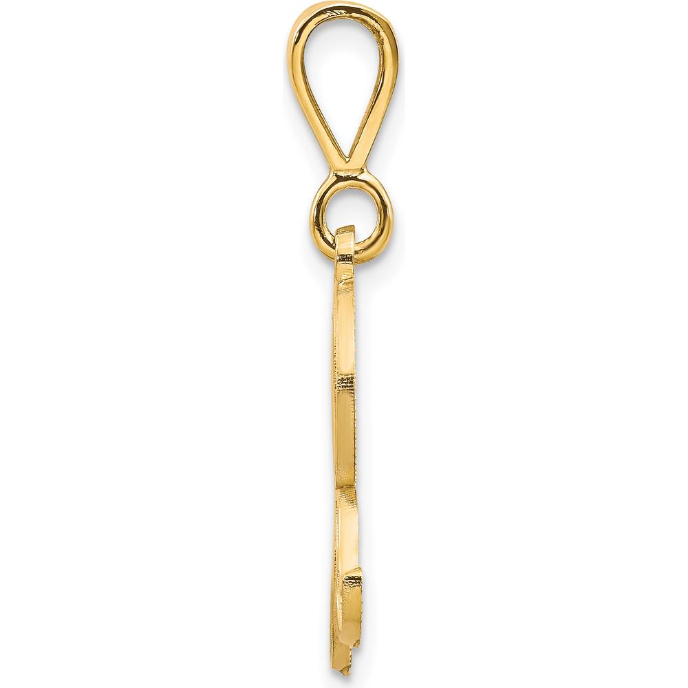 14K Yellow Gold Polished Script Filigree Letter R Initial Pendant by Oro Pregiato