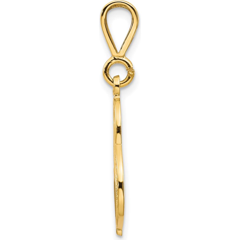 14K Yellow Gold Polished Script Filigree Letter S Initial Pendant - Large Size by Oro Pregiato