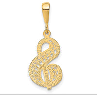 14K Yellow Gold Polished Script Filigree Letter S Initial Pendant - Large Size by Oro Pregiato