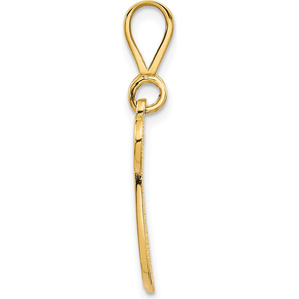 14K Yellow Gold Polished Script Filigree Letter W Initial Pendant by Oro Pregiato