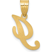 14K Yellow Gold Polished Script Letter "I" Pendant - Personalized Initial Charm by Oro Pregiato