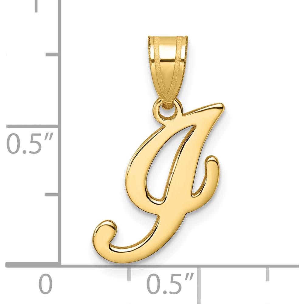 14K Yellow Gold Polished Script Letter "I" Pendant - Personalized Initial Charm by Oro Pregiato