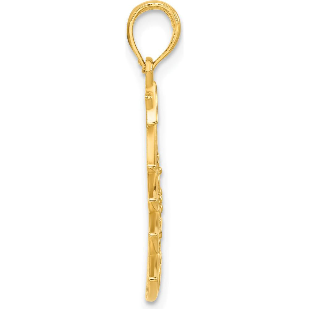 14K Yellow Gold Polished Scrolled Christmas Tree Pendant - 27mm Length by Oro Pregiato
