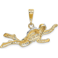 14K Yellow Gold Polished Scuba Diver Pendant with Rhodium Accents - Themed Adventure Charm by Oro Pregiato