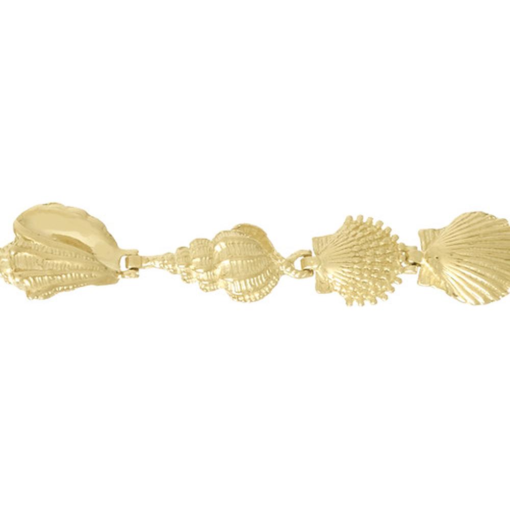 14K Yellow Gold Polished Sea Shell Bracelet - 8" Length by Oro Pregiato