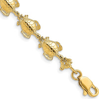 14K Yellow Gold Polished Sea Turtle Bracelet with 12 Charms - 7.25 inches by Oro Pregiato