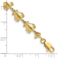 14K Yellow Gold Polished Sea Turtle Bracelet with 12 Charms - 7.25 inches by Oro Pregiato