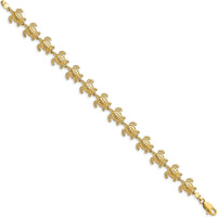 14K Yellow Gold Polished Sea Turtle Charm Bracelet - 7.25" Length by Oro Pregiato