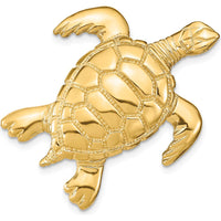 14K Yellow Gold Polished Sea Turtle Omega Slide Pendant - 31mm by 0