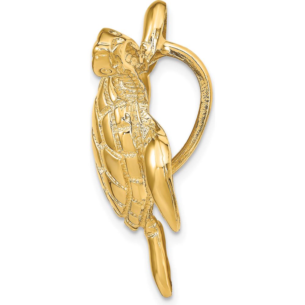 14K Yellow Gold Polished Sea Turtle Omega Slide Pendant - 31mm by 0