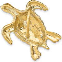 14K Yellow Gold Polished Sea Turtle Omega Slide Pendant - 31mm by 0