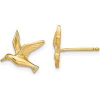 14K Yellow Gold Polished Seagull Post Earrings - 10.3mm Length, 11mm Width by Zolivia Fine Jewelry
