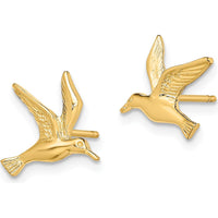 14K Yellow Gold Polished Seagull Post Earrings - 10.3mm Length, 11mm Width by Zolivia Fine Jewelry