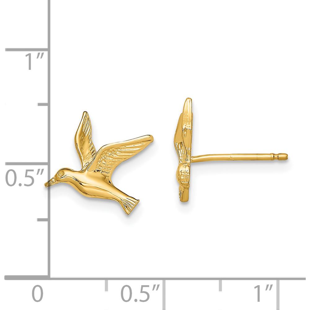 14K Yellow Gold Polished Seagull Post Earrings - 10.3mm Length, 11mm Width by Zolivia Fine Jewelry