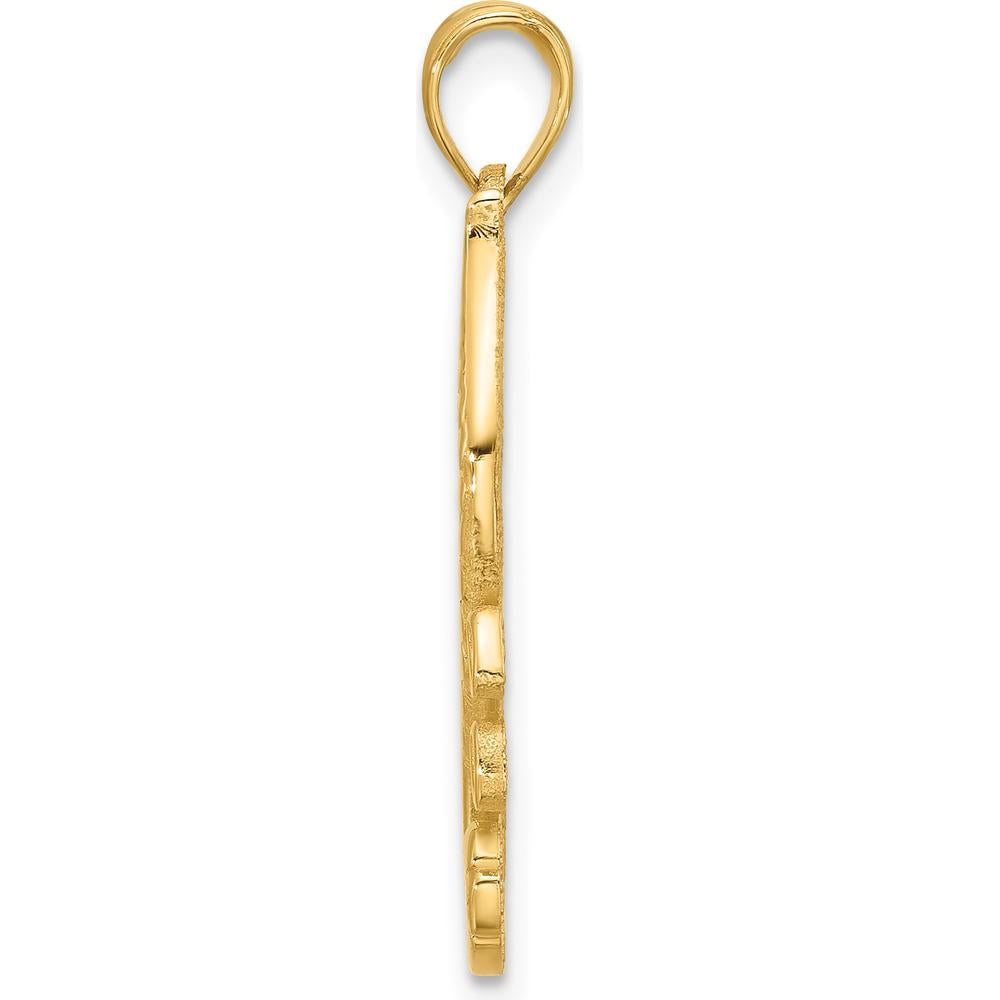 14K Yellow Gold Polished Seahorse Charm Pendant - Ocean Inspired Design by Oro Pregiato