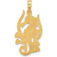 14K Yellow Gold Polished Seahorse Charm Pendant - Ocean Inspired Design by Oro Pregiato