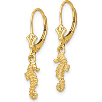 14K Yellow Gold Polished Seahorse Leverback Drop Earrings by 0