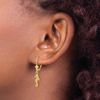 14K Yellow Gold Polished Seahorse Leverback Drop Earrings by 0
