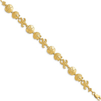 14K Yellow Gold Polished Seashell Theme Bracelet - 7.25" Length by Oro Pregiato