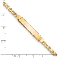 14K Yellow Gold Polished Semi-Solid Anchor Link 8" ID Bracelet with Engravable Plate by Oro Pregiato
