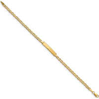 14K Yellow Gold Polished Semi-Solid Anchor Link ID Bracelet - 8" Length by Oro Pregiato