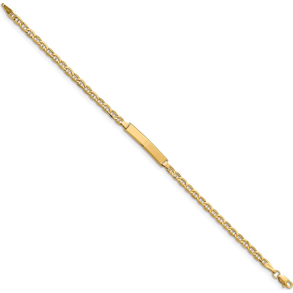14K Yellow Gold Polished Semi-Solid Anchor Link ID Bracelet - 8" Length by Oro Pregiato