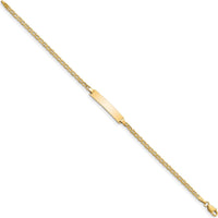 14K Yellow Gold Polished Semi-Solid Anchor Link ID Bracelet with Personalized Plate - 8" Length by Oro Pregiato