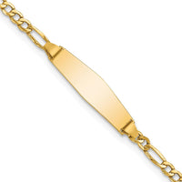 14K Yellow Gold Polished Semi-Solid Chain ID Bracelet with Engravable Plate - 7" Length by Oro Pregiato