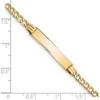 14K Yellow Gold Polished Semi-Solid Cuban Link ID Bracelet with 25.5x5mm Plate, 8" Length by Oro Pregiato
