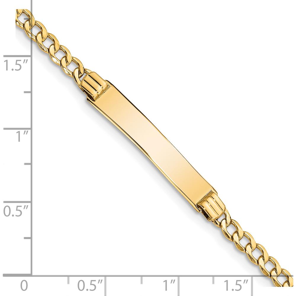 14K Yellow Gold Polished Semi-Solid Cuban Link ID Bracelet with 25.5x5mm Plate, 8" Length by Oro Pregiato