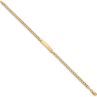 14K Yellow Gold Polished Semi-Solid Cuban Link ID Bracelet with Engravable Solid Plate - 8" Length by Oro Pregiato