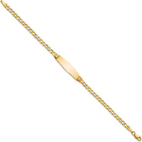 14K Yellow Gold Polished Semi-Solid Cuban Link ID Bracelet with Soft Diamond Shape Plate - 8" Length by Oro Pregiato