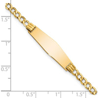 14K Yellow Gold Polished Semi-Solid Cuban Link ID Bracelet with Soft Diamond Shape Plate - 8" Length by Oro Pregiato