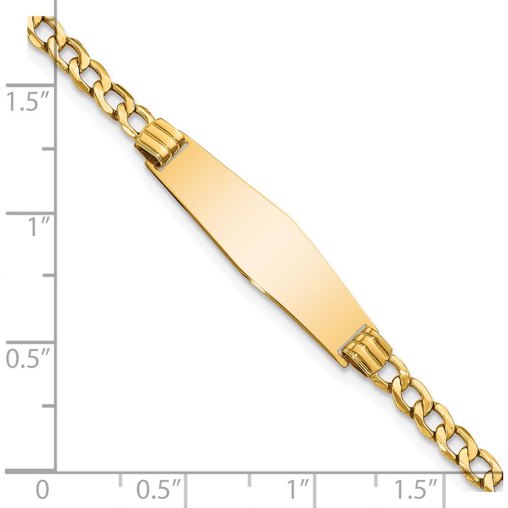14K Yellow Gold Polished Semi-Solid Cuban Link ID Bracelet with Soft Diamond Shape Plate - 8" Length by Oro Pregiato