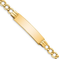 14K Yellow Gold Polished Semi-Solid Curb Link 8" ID Bracelet with Customizable Plate by Oro Pregiato
