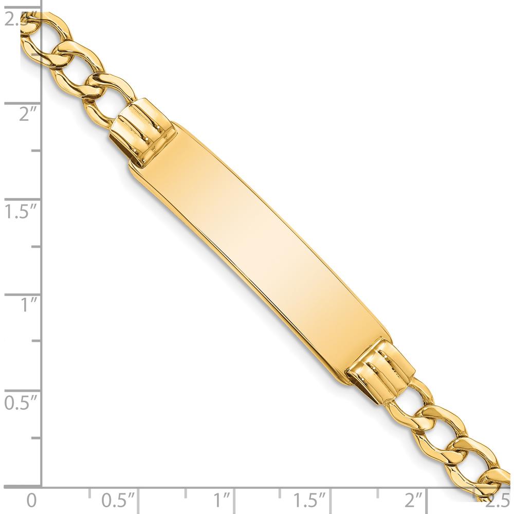 14K Yellow Gold Polished Semi-Solid Curb Link 8" ID Bracelet with Customizable Plate by Oro Pregiato