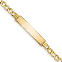14K Yellow Gold Polished Semi-Solid Curb Link ID Bracelet - 7" Length by Oro Pregiato