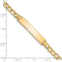 14K Yellow Gold Polished Semi-Solid Curb Link ID Bracelet - 7" Length by Oro Pregiato