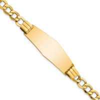 14K Yellow Gold Polished Semi-Solid Curb Link ID Bracelet - 7" Length by Oro Pregiato