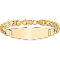 14K Yellow Gold Polished Semi-Solid Curb Link ID Bracelet - 8" Length by Oro Pregiato