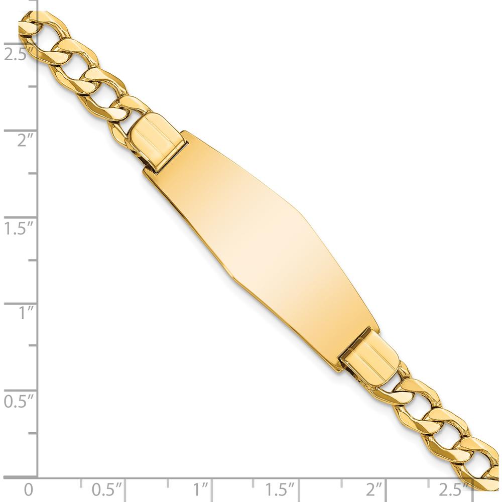 14K Yellow Gold Polished Semi-Solid Curb Link ID Bracelet - 8" Length by Oro Pregiato