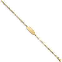 14K Yellow Gold Polished Semi-Solid Curb Link ID Bracelet with Oval Plate - 7" Length by Oro Pregiato