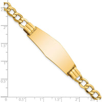 14K Yellow Gold Polished Semi-Solid Curb Link ID Bracelet with Soft Diamond Shaped Plate 39x14mm - 8" by Oro Pregiato