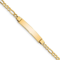 14K Yellow Gold Polished Semi-Solid Figaro Chain ID Bracelet - 8 Inches by Oro Pregiato