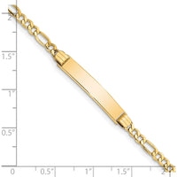 14K Yellow Gold Polished Semi-Solid Figaro Chain ID Bracelet - 8 Inches by Oro Pregiato