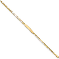 14K Yellow Gold Polished Semi-Solid Figaro Chain ID Bracelet - 8 Inches by Oro Pregiato