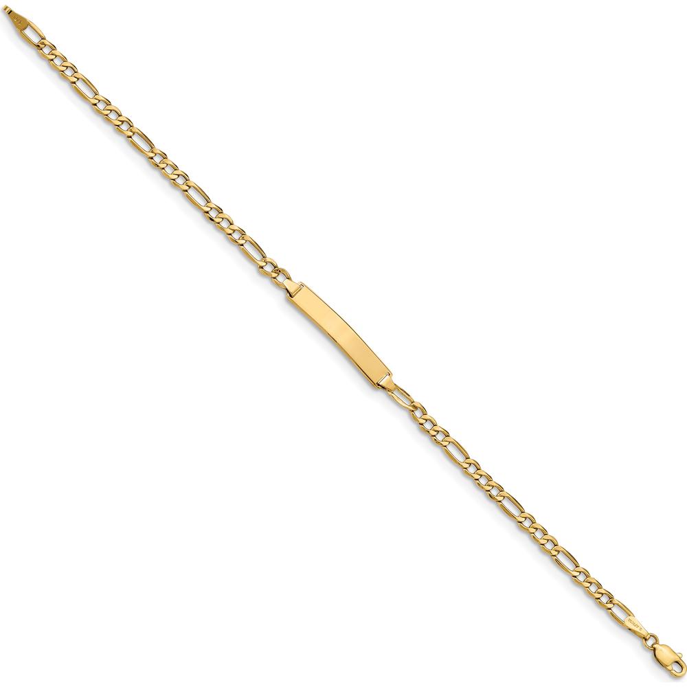14K Yellow Gold Polished Semi-Solid Figaro Chain ID Bracelet - 8 Inches by Oro Pregiato