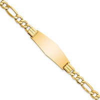 14K Yellow Gold Polished Semi-Solid Figaro Chain ID Bracelet with Soft Diamond Shape Plate - 8" Length by Oro Pregiato