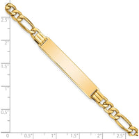 14K Yellow Gold Polished Semi-Solid Figaro Link 39x8mm ID Bracelet - 7" Length by Oro Pregiato