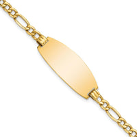 14K Yellow Gold Polished Semi-Solid Figaro Link ID Bracelet - 8 Inches by Oro Pregiato